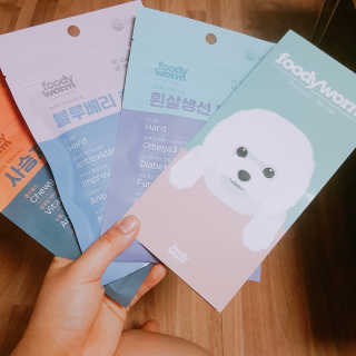 푸디웜 주식회사 [푸디웜] 강아지 저알러지 수제간식 3종세트 — 5점을 준 리뷰어가 2019년 2월 올린 사용 사진