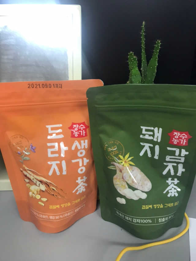 [장수농가] 도라지생강차2팩+돼지감자차2팩+보틀 리뷰 사진