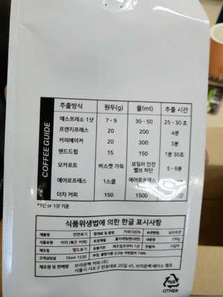 브라운백 커피 브라운백커피 디카페인 원두 3종 — 5점을 준 리뷰어가 2018년 7월 올린 사용 사진