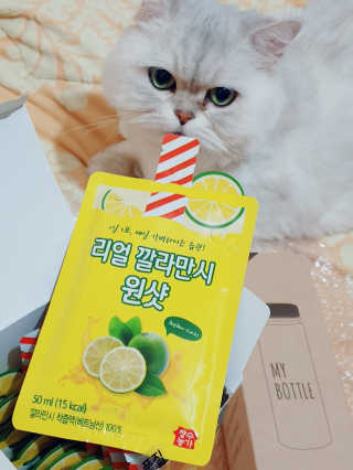 장수농가 리얼깔라만시 원샷 50ml 10팩+보틀 — 5점을 준 리뷰어가 2019년 4월 올린 사용 사진