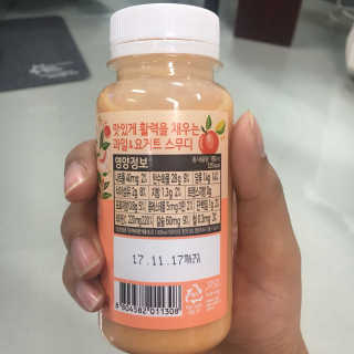 풀무원 스무디랩 피치&비타 — 3.33점을 준 리뷰어가 2017년 11월 올린 사용 사진
