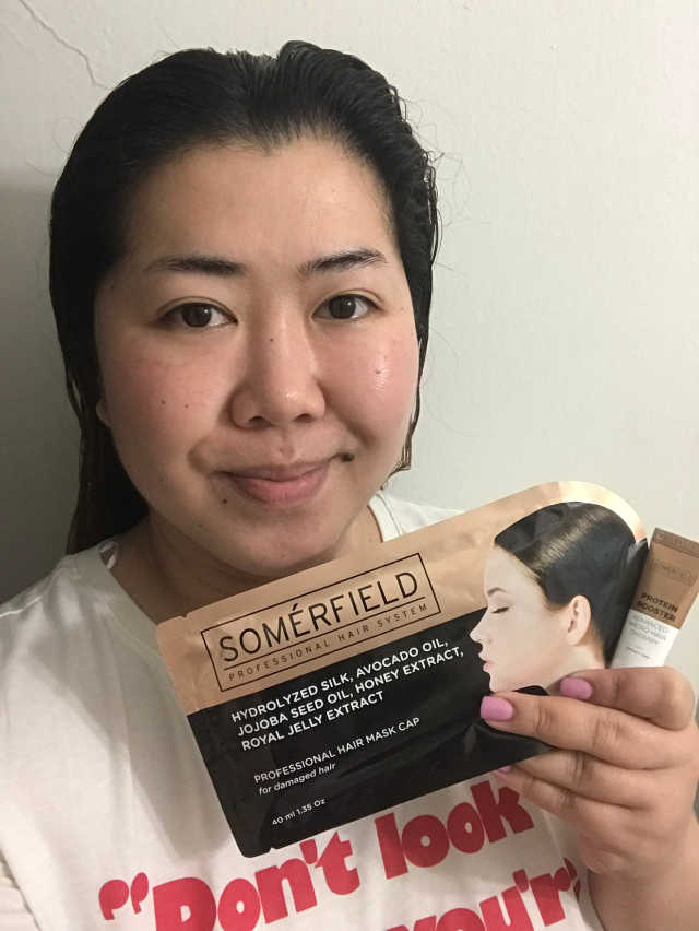 자연 머리카락을위한 머리 마스크 모자 리뷰 사진