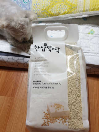 [펫토리아]한삽뚝딱 프리미엄 고양이 두부모래 — 4점을 준 리뷰어가 2019년 8월 올린 사용 사진