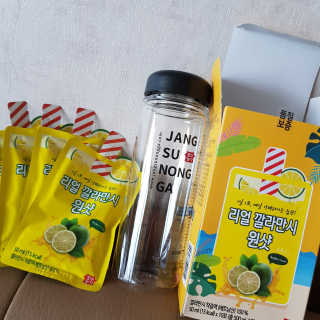 장수농가 리얼깔라만시 원샷 50ml 10팩+보틀 — 5점을 준 리뷰어가 2019년 4월 올린 사용 사진