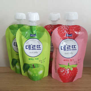 데르뜨 떠먹는 과일 3종, 짜먹는 과일 2종 총 10개 체험 — 5점을 준 리뷰어가 2020년 3월 올린 사용 사진