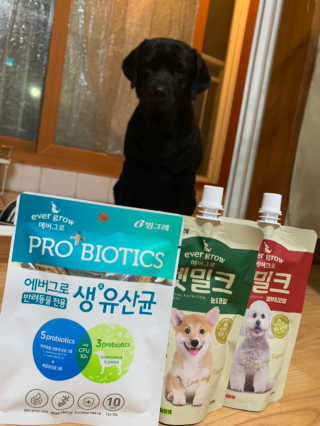 [빙그레] 에버그로 생유산균 1봉（10포입）+펫밀크2팩 — 4.5점을 준 리뷰어가 2019년 5월 올린 사용 사진
