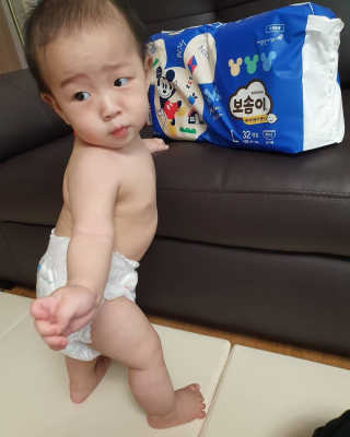 보솜이 베이비케어 팬티형 기저귀 — 5점을 준 리뷰어가 2019년 3월 올린 사용 사진
