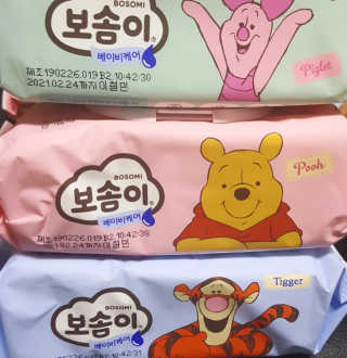 보솜이 아기물티슈 베이비케어 푸에디션 캡 74매 10입 — 4점을 준 리뷰어가 2019년 4월 올린 사용 사진