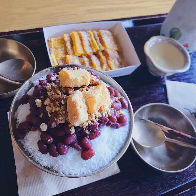 팥빙수+떡한팩 단팥죽+인절미구이전통음료2잔+떡한팩 리뷰 사진
