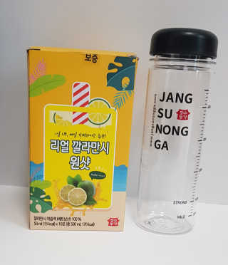 장수농가 리얼깔라만시 원샷 50ml 10팩+보틀 — 4.5점을 준 리뷰어가 2019년 6월 올린 사용 사진