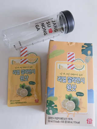 장수농가 리얼깔라만시 원샷 50ml 10팩+보틀 — 4.5점을 준 리뷰어가 2019년 5월 올린 사용 사진