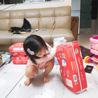 보솜이 베이비케어 팬티형 기저귀 — 5점을 준 리뷰어가 2019년 3월 올린 사용 사진