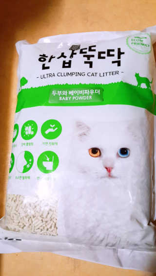 [펫토리아] BEST 고양이두부모래 6L 한삽뚝딱 — 4.5점을 준 리뷰어가 2019년 1월 올린 사용 사진