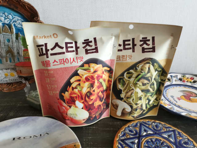 마켓오 파스타칩 해물스파이시 5개 + 머쉬룸크림 5개 리뷰 사진