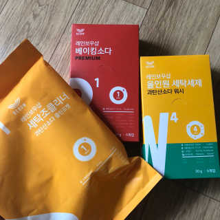 레인보우샵 올인원세탁세제,베이킹소다 스틱포6개입+세탁조클리너 — 5점을 준 리뷰어가 2018년 4월 올린 사용 사진