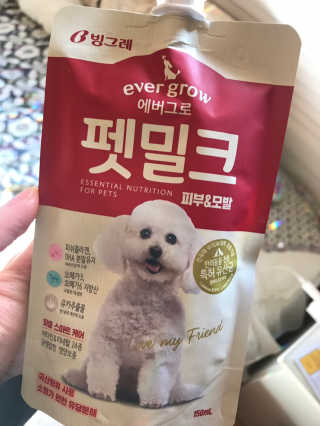 [빙그레] 에버그로 생유산균 1봉（10포입）+펫밀크2팩 — 5점을 준 리뷰어가 2019년 5월 올린 사용 사진