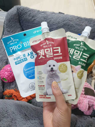 [빙그레] 에버그로 생유산균 1봉（10포입）+펫밀크2팩 — 5점을 준 리뷰어가 2019년 5월 올린 사용 사진