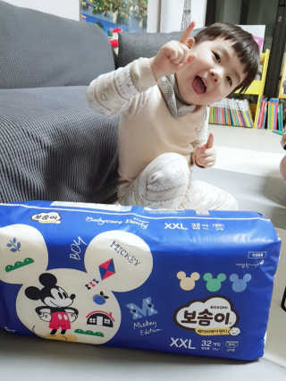 보솜이 베이비케어 팬티형 기저귀 — 5점을 준 리뷰어가 2019년 3월 올린 사용 사진