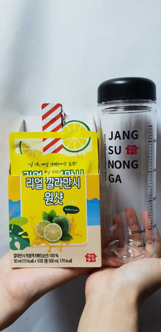 장수농가 리얼깔라만시 원샷 50ml 10팩+보틀 — 4점을 준 리뷰어가 2019년 5월 올린 사용 사진