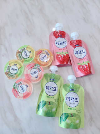 데르뜨 떠먹는 과일 3종, 짜먹는 과일 2종 총 10개 체험 — 5점을 준 리뷰어가 2020년 3월 올린 사용 사진