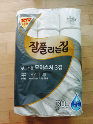 잘풀리는집 부드러운 모이스처 3겹 화장지 30롤 — 5점을 준 리뷰어가 2019년 9월 올린 사용 사진