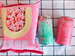 GS25 벚꽃 팝콘 + 벚꽃스파클링 + 벚꽃 청포도 에이드 — 5점을 준 리뷰어가 2018년 3월 올린 사용 사진