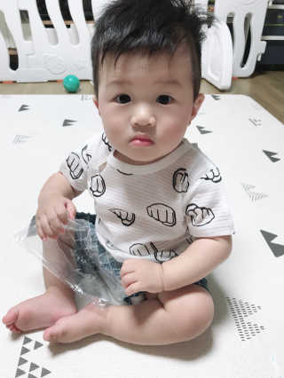 프랜스링 북유럽감성 프리미엄 유아내의 5부 실내 상하복 — 5점을 준 리뷰어가 2018년 9월 올린 사용 사진