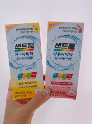 센트룸 아쿠아비타 레몬향, 딸기향 — 5점을 준 리뷰어가 2019년 6월 올린 사용 사진
