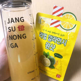 장수농가 리얼깔라만시 원샷 50ml 10팩+보틀 — 4.5점을 준 리뷰어가 2019년 5월 올린 사용 사진