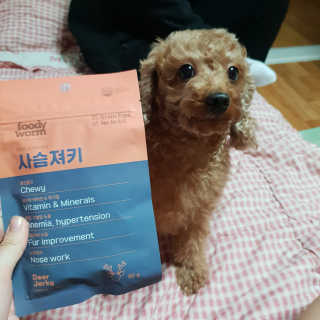 푸디웜 주식회사 [푸디웜] 강아지 저알러지 수제간식 4종세트 — 5점을 준 리뷰어가 2018년 12월 올린 사용 사진