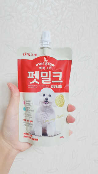 [빙그레] 에버그로 생유산균 1봉（10포입）+펫밀크2팩 — 3점을 준 리뷰어가 2019년 3월 올린 사용 사진
