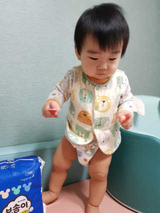 보솜이 베이비케어 팬티형 기저귀 — 5점을 준 리뷰어가 2019년 3월 올린 사용 사진