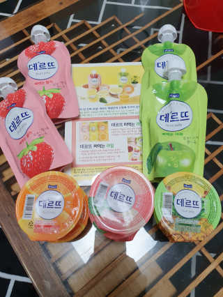 데르뜨 떠먹는 과일 3종, 짜먹는 과일 2종 총 10개 체험 — 3점을 준 리뷰어가 2020년 3월 올린 사용 사진