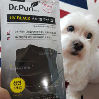 [닥터퓨리] 소프트터치 건강 + UV 블랙스타일 마스크 — 5점을 준 리뷰어가 2019년 4월 올린 사용 사진