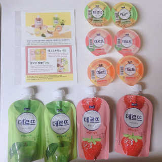 데르뜨 떠먹는 과일 3종, 짜먹는 과일 2종 총 10개 체험 — 5점을 준 리뷰어가 2020년 3월 올린 사용 사진
