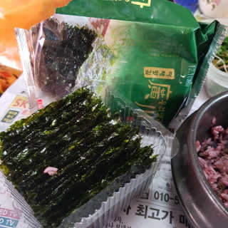 광천우리맛김 한봉지 2~3인분, 아삭하고 향긋한 우리파래식탁김28매 — 4.33점을 준 리뷰어가 2018년 4월 올린 사용 사진