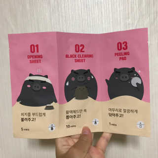 미팩토리 3단 돼지코팩 1box + 3단 흑돼지코팩 1box — 5점을 준 리뷰어가 2019년 8월 올린 사용 사진