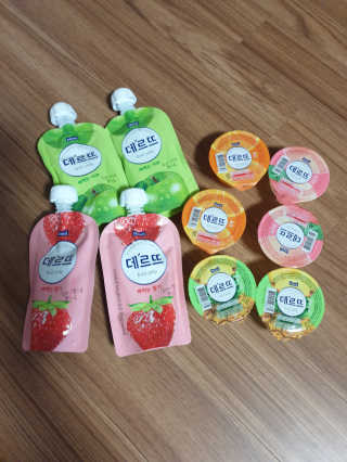 데르뜨 떠먹는 과일 3종, 짜먹는 과일 2종 총 10개 체험 — 5점을 준 리뷰어가 2020년 3월 올린 사용 사진