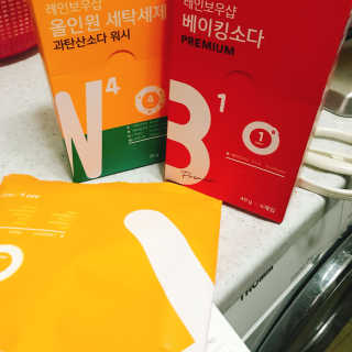레인보우샵 올인원세탁세제,베이킹소다 스틱포6개입+세탁조클리너 — 5점을 준 리뷰어가 2018년 3월 올린 사용 사진