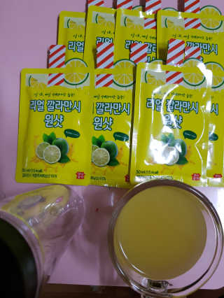 장수농가 리얼깔라만시 원샷 50ml 10팩+보틀 — 5점을 준 리뷰어가 2019년 5월 올린 사용 사진
