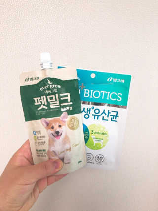 [빙그레] 에버그로 생유산균 1봉（10포입）+펫밀크2팩 — 5점을 준 리뷰어가 2019년 5월 올린 사용 사진