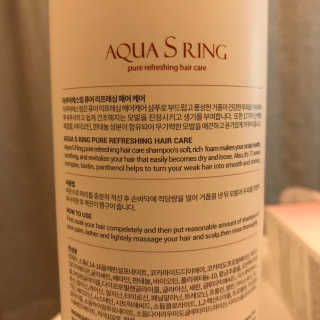 아쿠아큐링 아쿠아S링 퓨어리프레싱 헤어케어 500ml — 4.83점을 준 리뷰어가 2018년 7월 올린 사용 사진