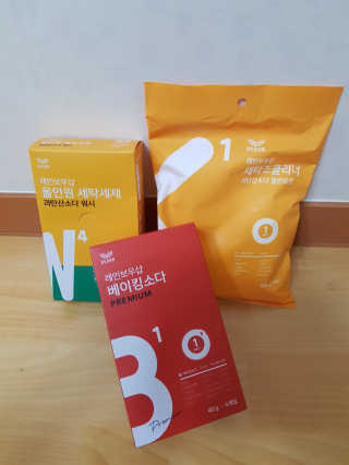 레인보우샵 올인원세탁세제,베이킹소다 스틱포6개입+세탁조클리너 — 5점을 준 리뷰어가 2018년 4월 올린 사용 사진