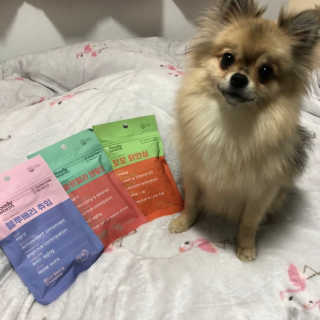 푸디웜 주식회사 [푸디웜] 강아지 저알러지 수제간식 3종세트 — 5점을 준 리뷰어가 2018년 12월 올린 사용 사진