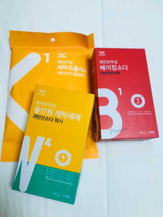레인보우샵 올인원세탁세제,베이킹소다 스틱포6개입+세탁조클리너 — 4.33점을 준 리뷰어가 2018년 3월 올린 사용 사진