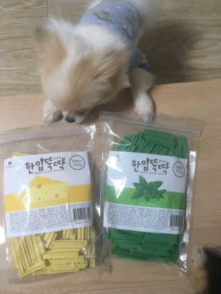 [펫토리아] BEST 한입뚝딱 실속형 강아지 덴탈껌 — 5점을 준 리뷰어가 2019년 2월 올린 사용 사진
