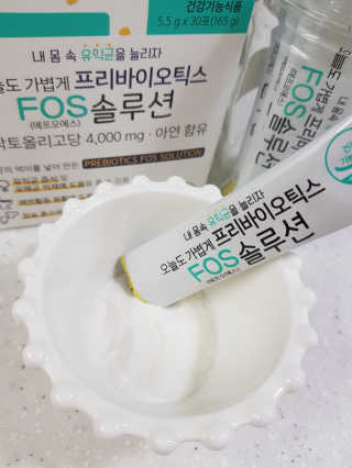 힐링팩토리 오늘도 가볍게 프리바이오틱스 FOS 솔루션 — 4점을 준 리뷰어가 2020년 2월 올린 사용 사진
