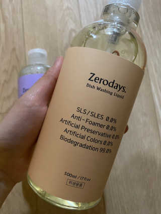 제로데이즈 천연 주방전용세제 + 여성속옷세제 — 5점을 준 리뷰어가 2020년 2월 올린 사용 사진