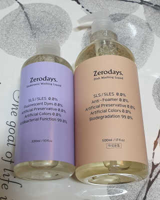 제로데이즈 천연 주방전용세제 + 여성속옷세제 — 4점을 준 리뷰어가 2020년 1월 올린 사용 사진