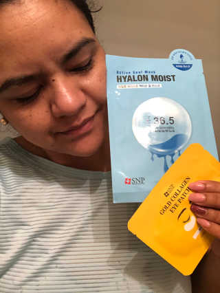 SNP Active Seal Hyalon Moist, 골드 콜라겐 눈 패치 — 5점을 준 리뷰어가 2019년 3월 올린 사용 사진